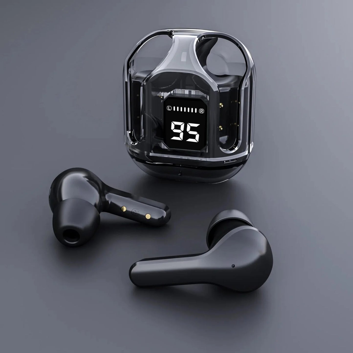 Air 31 Airpods Wireless Earbuds With Crystal Transparent Case
