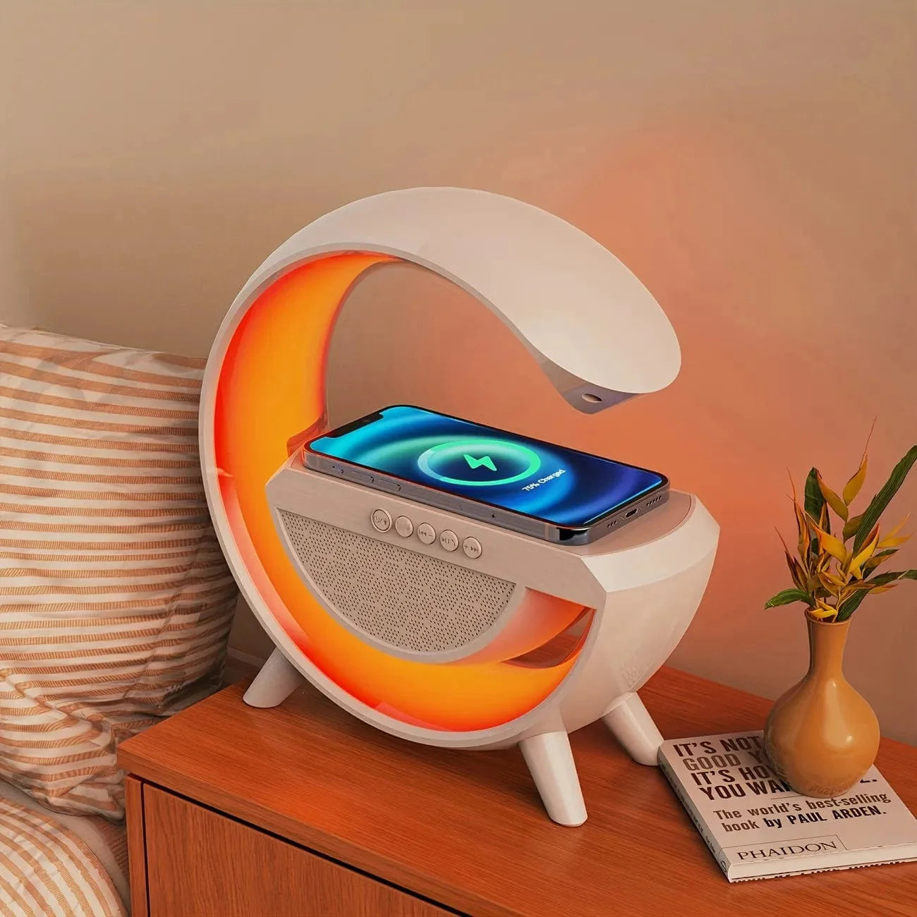 G Shaped RGB Light Table Lamp With Wireless Charger
