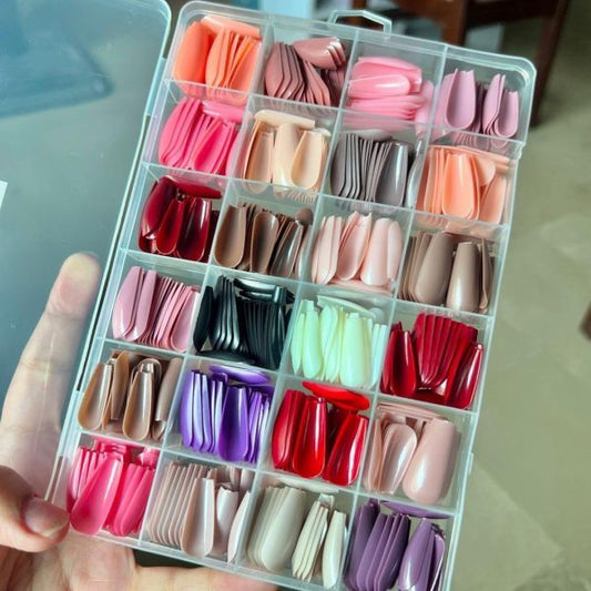 576 Pcs Nails With Box | Reusable Artificial Nails | 24 Different Colours | Beautiful Fake Nails With Glue For Girls / Women